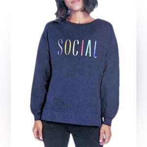 Wildfox Blue Graphic Social Crewneck Sweatshirt.  Sz M